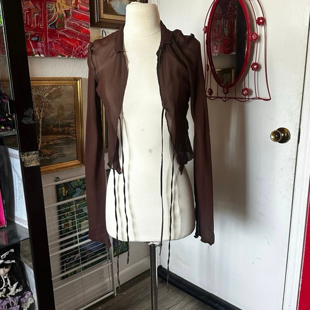 divided h&m brown sheer jacket cardigan